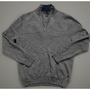 Ethan Pierce Long Sleeve Quarter Zip Pullover Sweater Wool Gray Large JBHS